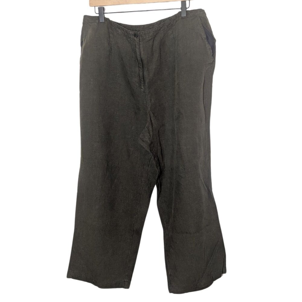 Eileen Fisher | Women's Brown Pants Cotton Hemp Twill Cropped Wide Leg Casual 2x
